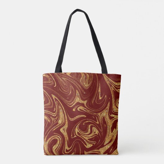 Monogram Tote Bag Gold Glitzer Maroon Hintergrund Tasche (Rückseite)
