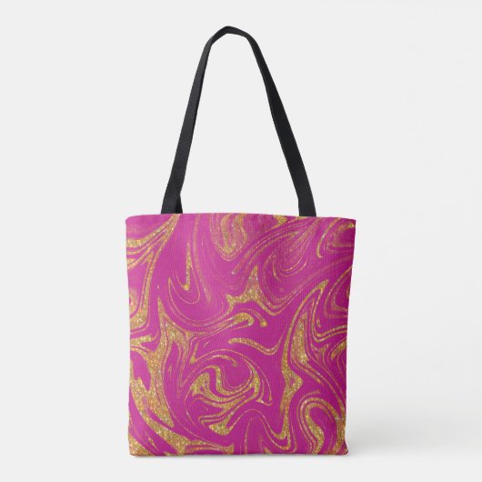 Monogram Tote Bag Gold Glitzer Violet Hintergrund Tasche (Rückseite)