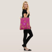 Monogram Tote Bag Gold Glitzer Violet Hintergrund Tasche (Am Model)