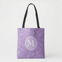 Monogram Tote Bag Lila weiße Spiralen