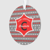 Monogram Traditionelle Weihnachten Nordic Muster Ornament (Vorderseite)