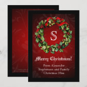 Monogram Traditioneller Rotweihreath Einladung (Vorne/Hinten)