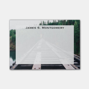 Monogram Traffic Railroad Tracks Green Woods Water Post-it Klebezettel