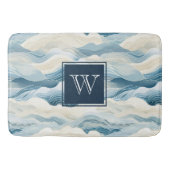 Monogram Tranquil Blau-Weiße Wellenmuster Bath Badematte (Vorderseite)