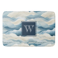 Monogram Tranquil Blau-Weiße Wellenmuster Bath