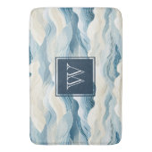 Monogram Tranquil Blau-Weiße Wellenmuster Bath Badematte (Vorderseite Vertikal)