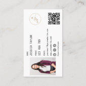 Monogram Travel Agent Passport World Map Foto Visitenkarte (Rückseite)