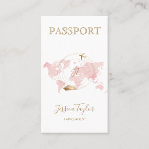 Monogram Travel Agent Passport World Map Foto Visitenkarte