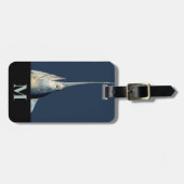 Monogram Travel Blue Graue Schwertfische Kopf Gepäckanhänger (Vorderseite horizontal)