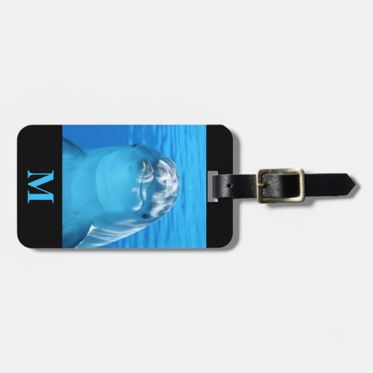 Monogram Travel Delphin in Blue Ocean Water Gepäckanhänger (Vorderseite horizontal)