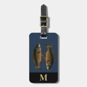 Monogram Travel Grey Green Carp Fish Gepäckanhänger