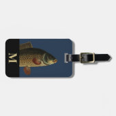 Monogram Travel Grey Green Carp Fish Head Gepäckanhänger (Vorderseite horizontal)
