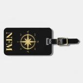 Monogram Travel Imitats Gold Compass Gepäckanhänger (Vorderseite horizontal)