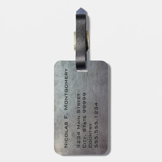 Monogram Travel Imitats Scratched Metal Gepäckanhänger (Rückseite vertikal)