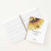 Monogram Travel Journal Watercolor Sunflower Notizblock (Innenseite)