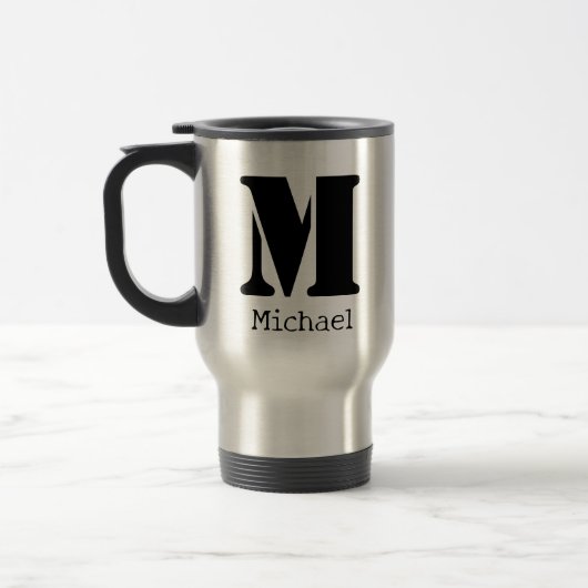 Monogram Travel Mug für Script-Individuelle Name Reisebecher (Links)