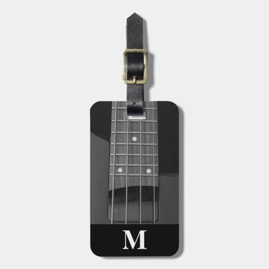 Monogram Travel Music Electric Bass Gitarre Gepäckanhänger (Vorderseite vertikal)