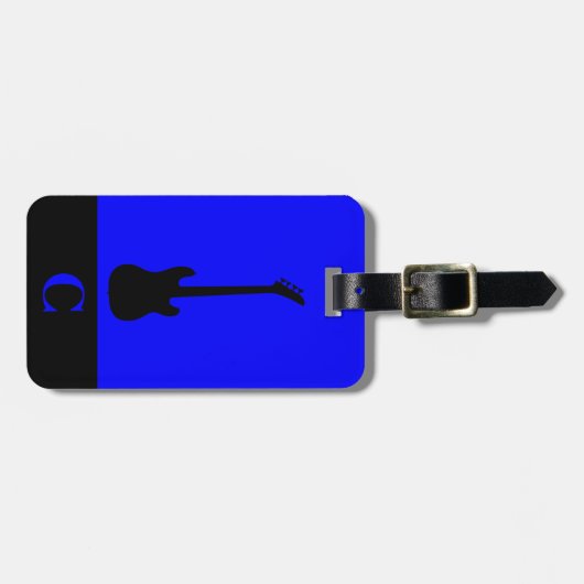 Monogram Travel Music Electric Bass Guitar Blue Gepäckanhänger (Vorderseite horizontal)