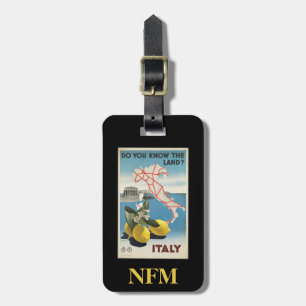 Monogram Travel Vintag Italy Map with Lemons Gepäckanhänger