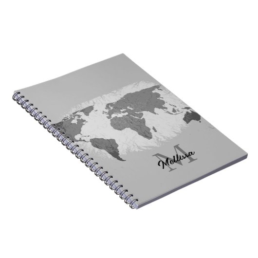 Monogram Traveller Name Schwarz-weiß Grau Notizblock (Rechte Seite)