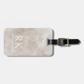 Monogram Travertine Background Moderne Reise Gepäckanhänger (Vorderseite horizontal)