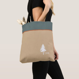 Monogram Tree Green Tan Nature Inspiriert Tasche