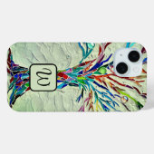 Monogram Tree of Life Mosaic Green Case-Mate iPhone Hülle (Rückseite (Horizontal))