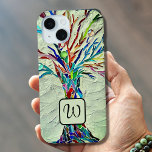 Monogram Tree of Life Mosaic Green Case-Mate iPhone Hülle<br><div class="desc">Dieses iPhone Gehäuse ist mit einem farbenfrohen Mosaikbaum aus Lebensdesign auf einem grünen Hintergrund dekoriert. Einfach mit Ihrem Monogramm anpassbar. Macht ein großartiges persönliches Geschenk. Original Mosaik © Michele Davies.</div>