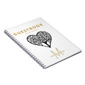 Monogram Tree of Life Wedding Guest Book Gold Blac Notizblock (Rechte Seite)