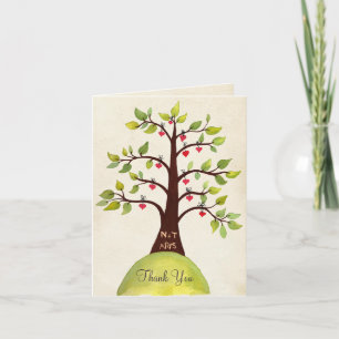 Monogram Tree Watercolor Spring Danke Karte