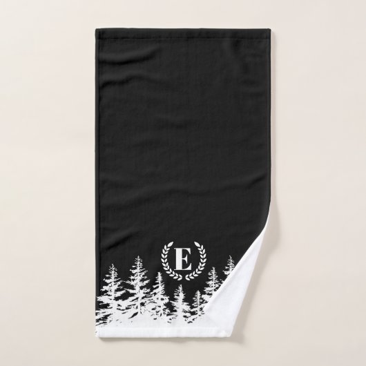 Monogram Trees Bath Towel Set Black and White (Handtuch)