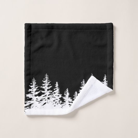 Monogram Trees Bath Towel Set Black and White (Waschlappen)