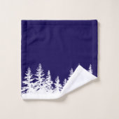 Monogram Trees Bath Towel Set Blue and White (Waschlappen)
