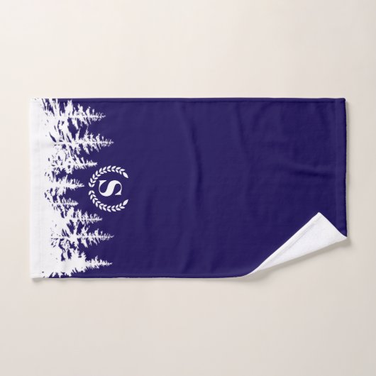 Monogram Trees Bath Towel Set Blue and White (Handtuch)