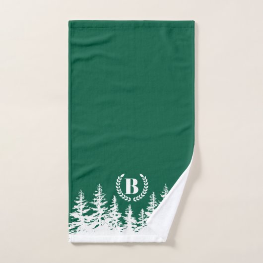 Monogram Trees Bath Towel Set  Green and White (Handtuch)