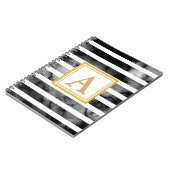 Monogram-Trend des modernen Schwarz-Weiß-Glitzer Notizblock (Linke Seite)