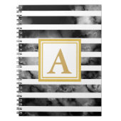 Monogram-Trend des modernen Schwarz-Weiß-Glitzer Notizblock (Vorderseite)