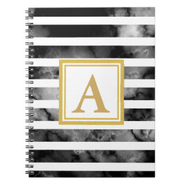 Monogram-Trend des modernen Schwarz-Weiß-Glitzer Notizblock