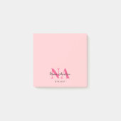 Monogram Trendy Aesthetic Hot Pink Personalisiert Post-it Klebezettel (Vorderseite)