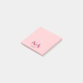 Monogram Trendy Aesthetic Hot Pink Personalisiert Post-it Klebezettel (angewinkelt)