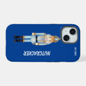 Monogram trendy Cartoon Nutcracker Marine blau iPhone 15 Hülle (Rückseite (Horizontal))