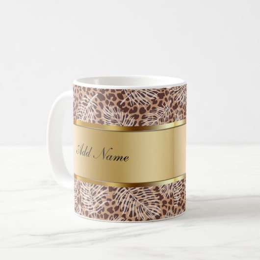 Monogram Trendy Coffee Mugs Leopard Muster Kaffeetasse (Vorderseite Links)