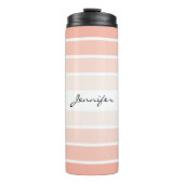 Monogram Trendy Coral Pastel Thermal Tumbler Thermosbecher (Vorderseite)