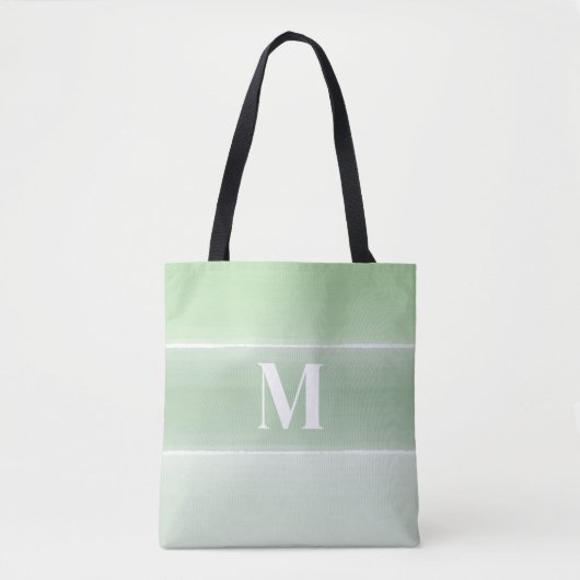 Monogram Trendy Initial Stylish Green Stripes Tasche (Vorderseite)