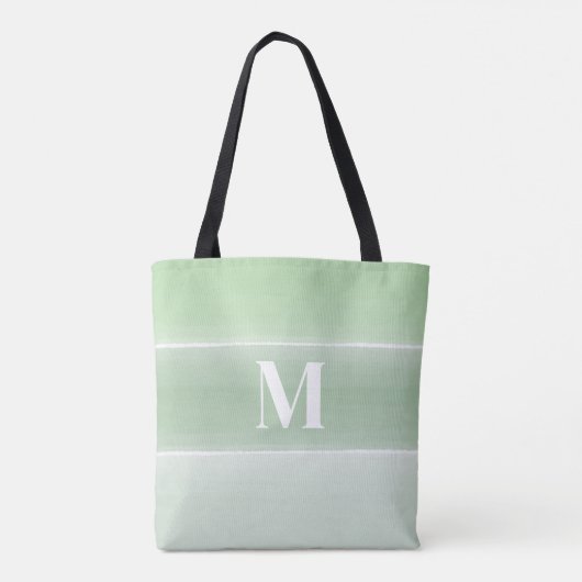 Monogram Trendy Initial Stylish Green Stripes Tasche (Rückseite)