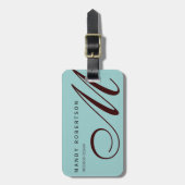 Monogram Trendy Modern Fügen Sie Ihren Namen hinzu Gepäckanhänger (Vorderseite vertikal)