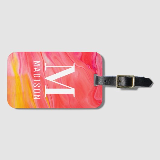 Monogram Trendy Modern Girly Chic Abstrakt Stylish Gepäckanhänger (Vorderseite (Horizontal))