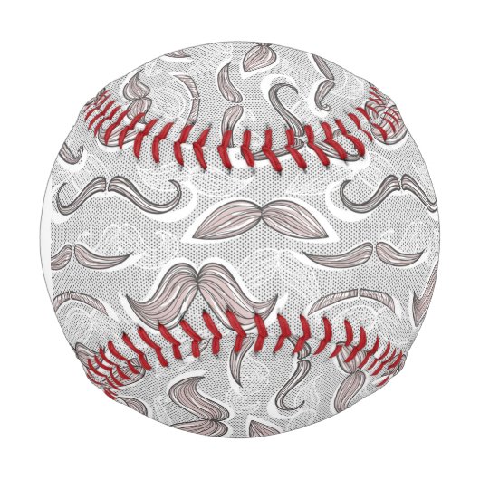 Monogram Trendy Mustache Pattern Baseball (Vorderseite)