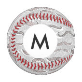 Monogram Trendy Mustache Pattern Baseball (Vorderseite Links)