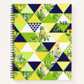 Monogram Trendy Tropical Cockatop Floral Notizblock (Vorderseite)
